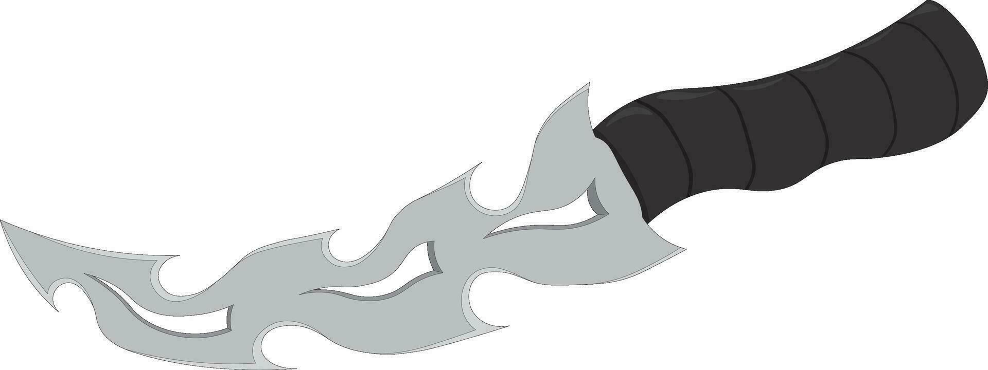 Steel dagger with wavy blade vector illustration