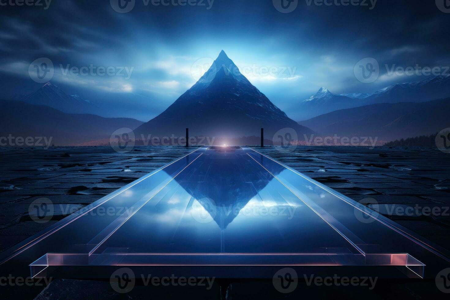 Futuristic point wave. Abstract background with a dynamic wave. Generative AI photo