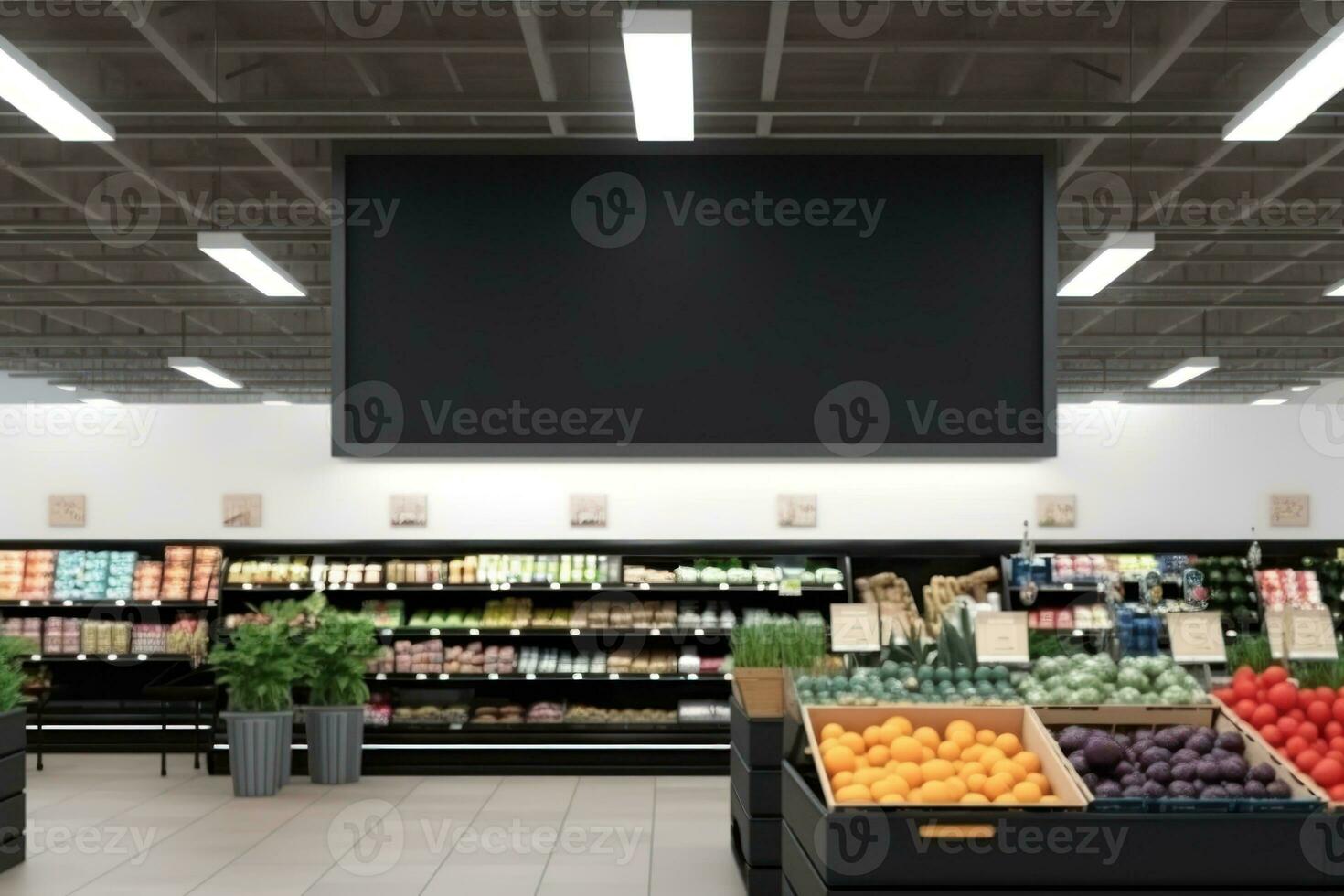 Blank menu board in restaurant, Generative AI photo