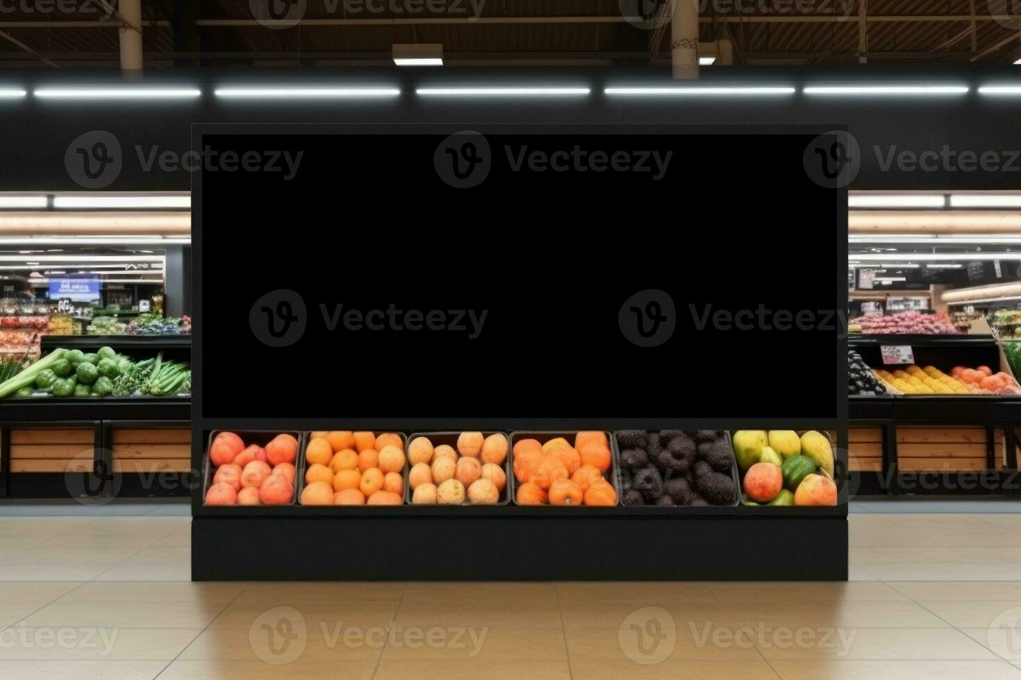 Blank menu board in restaurant, Generative AI photo