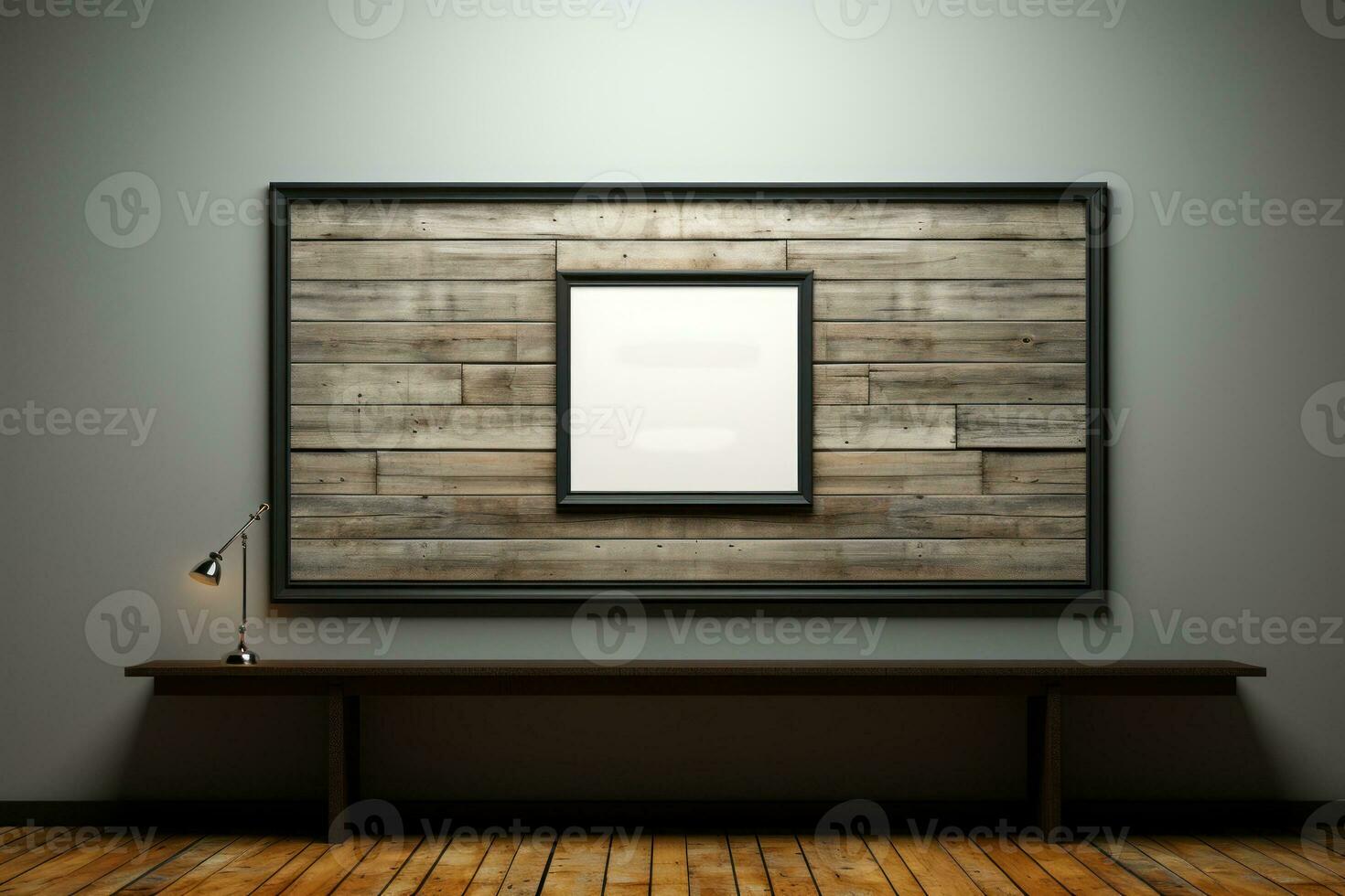 minimalist living room blank frame mockup . Generative AI photo