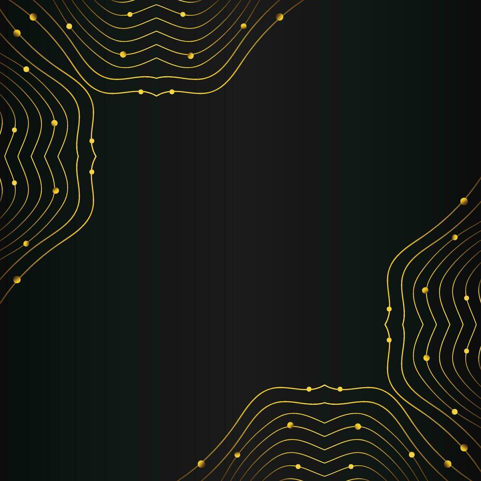 luxury abstract gold line frame decoration on black background vector