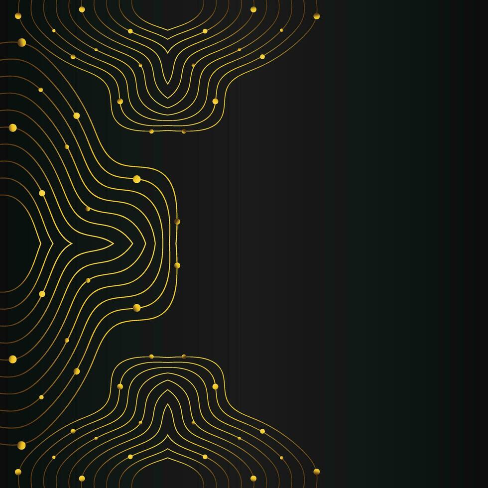 luxury abstract gold line frame decoration on black background vector