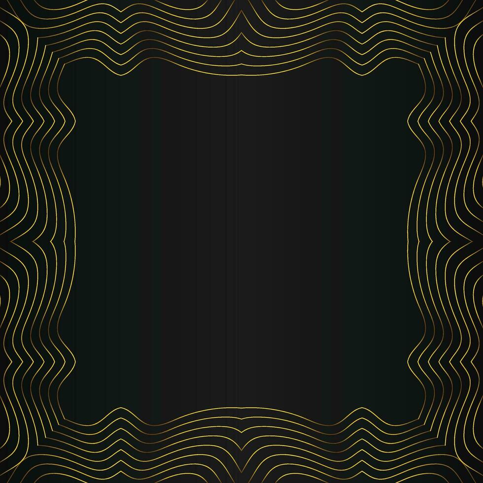 luxury abstract gold line frame decoration on black background vector