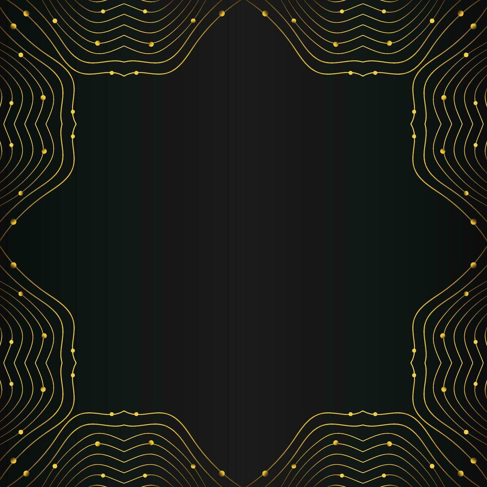 luxury abstract gold line frame decoration on black background vector