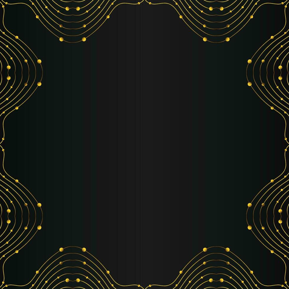 luxury abstract gold line frame decoration on black background vector