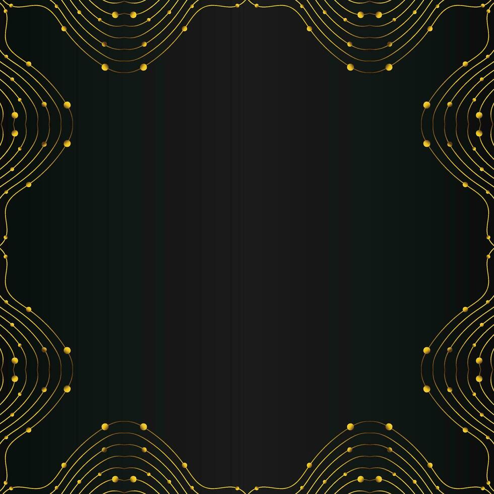 luxury abstract gold line frame decoration on black background vector