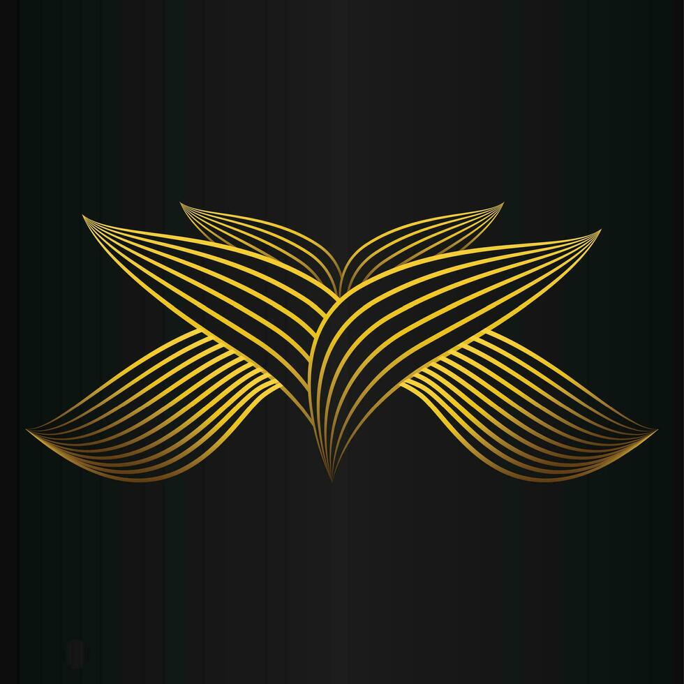 golden flower petal, luxury gold floral decoration vector