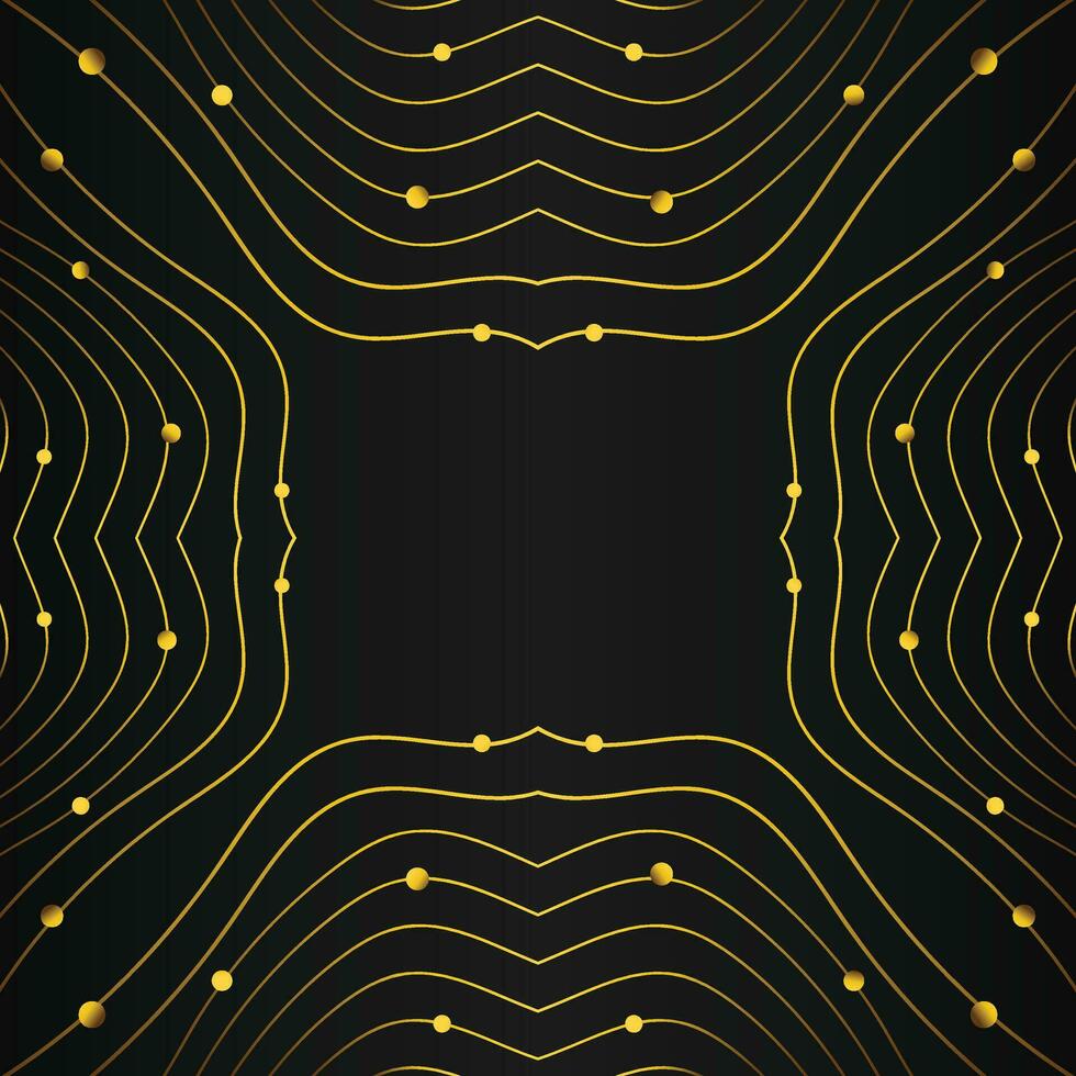 luxury abstract gold line frame decoration on black background vector