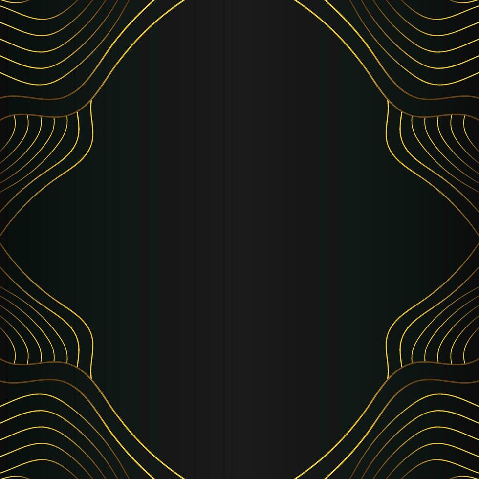 luxury abstract gold line frame decoration on black background vector