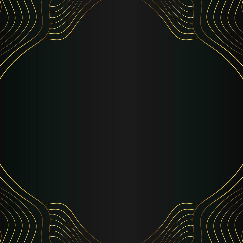luxury abstract gold line frame decoration on black background vector