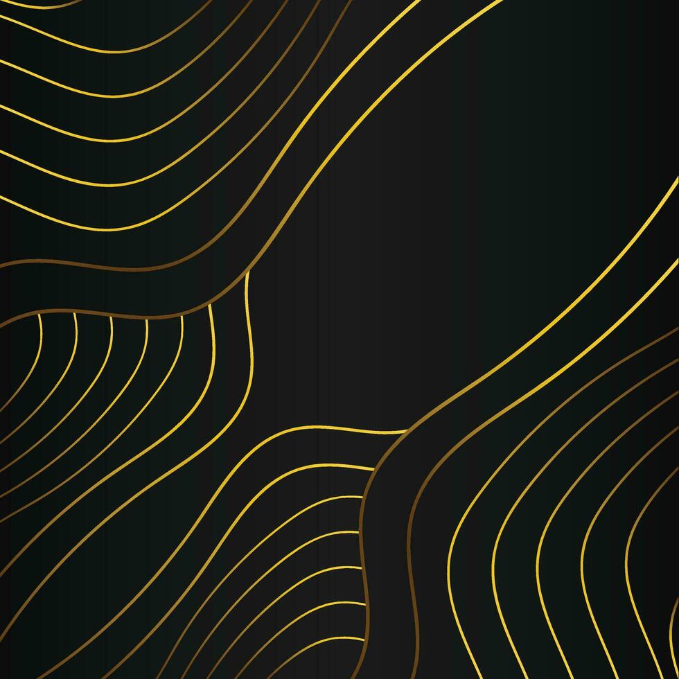 luxury abstract gold line frame decoration on black background vector