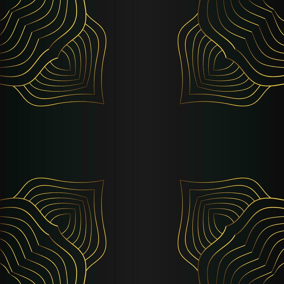 luxury abstract gold line frame decoration on black background vector