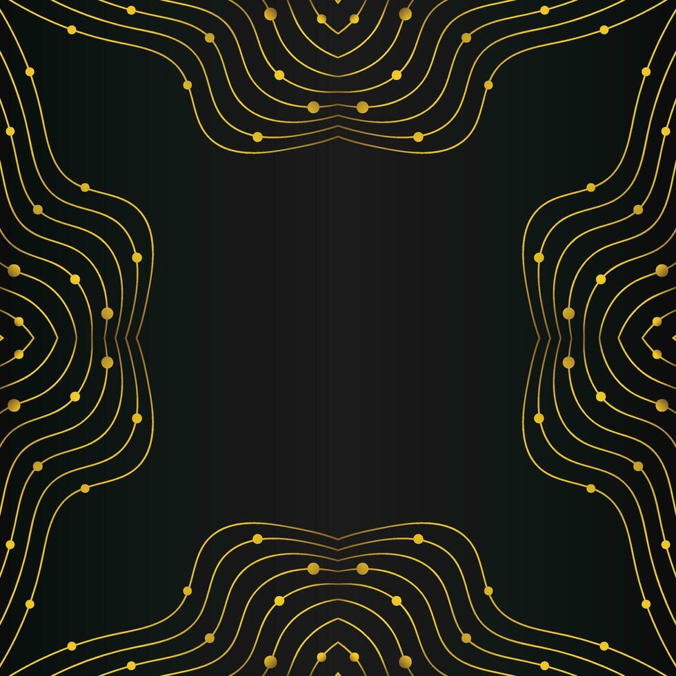 luxury abstract gold line frame decoration on black background vector