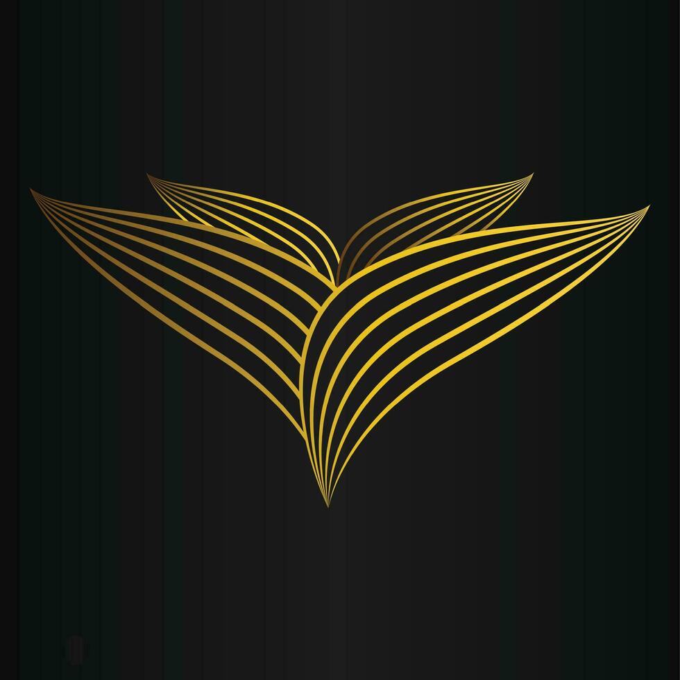 golden flower petal, luxury gold floral decoration vector