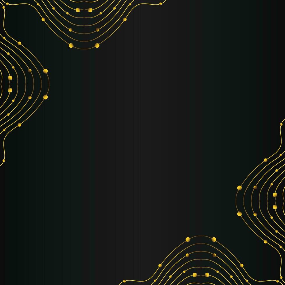 luxury abstract gold line frame decoration on black background vector