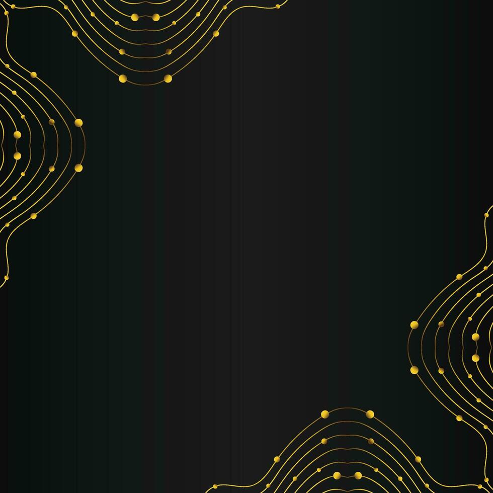 luxury abstract gold line frame decoration on black background vector