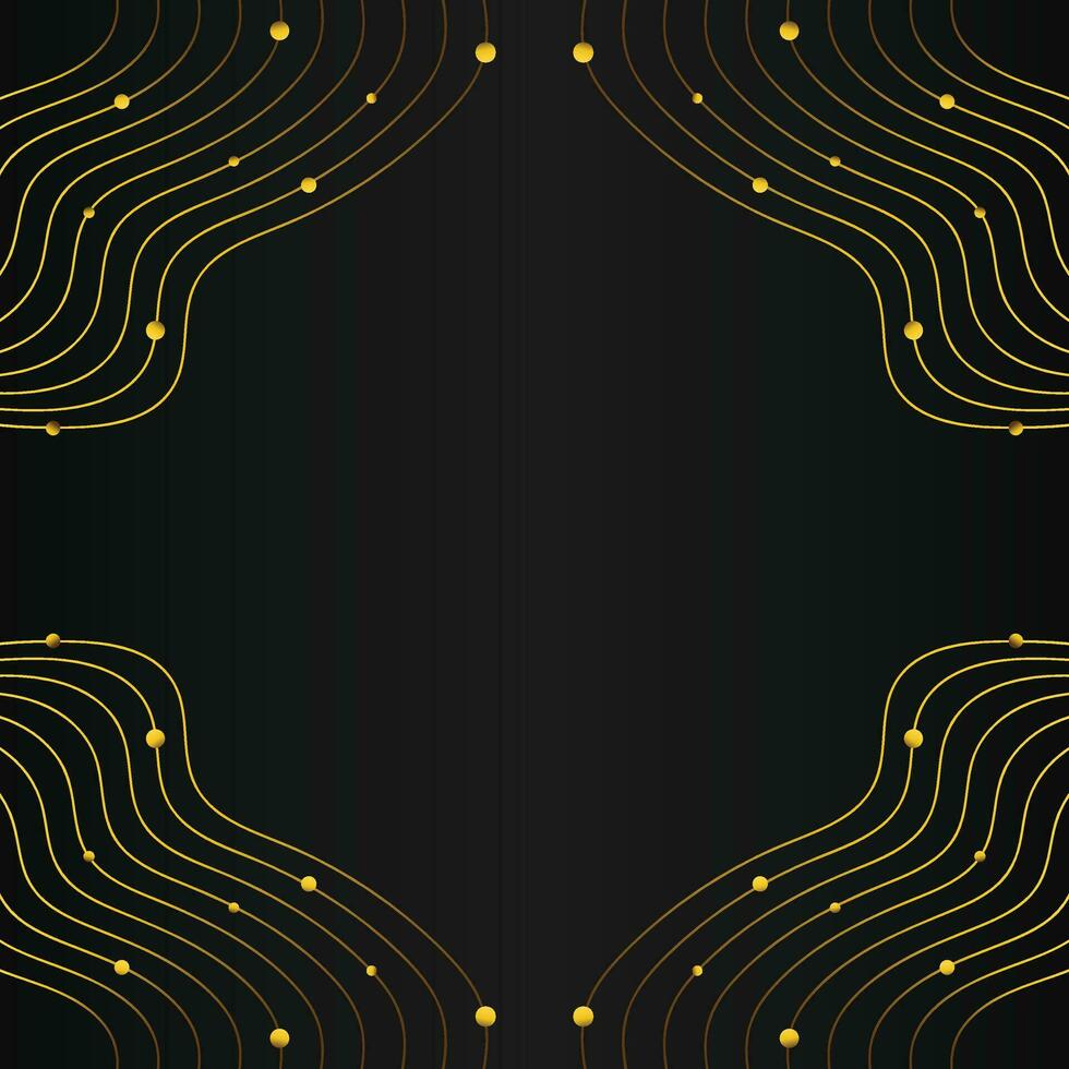 luxury abstract gold line frame decoration on black background vector