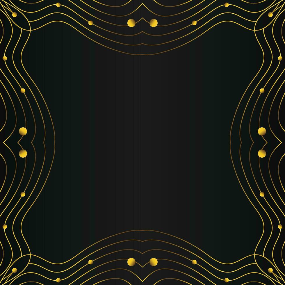 abstract gold line frame decoration on black background vector