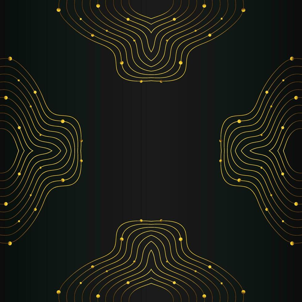 luxury abstract gold line frame decoration on black background vector