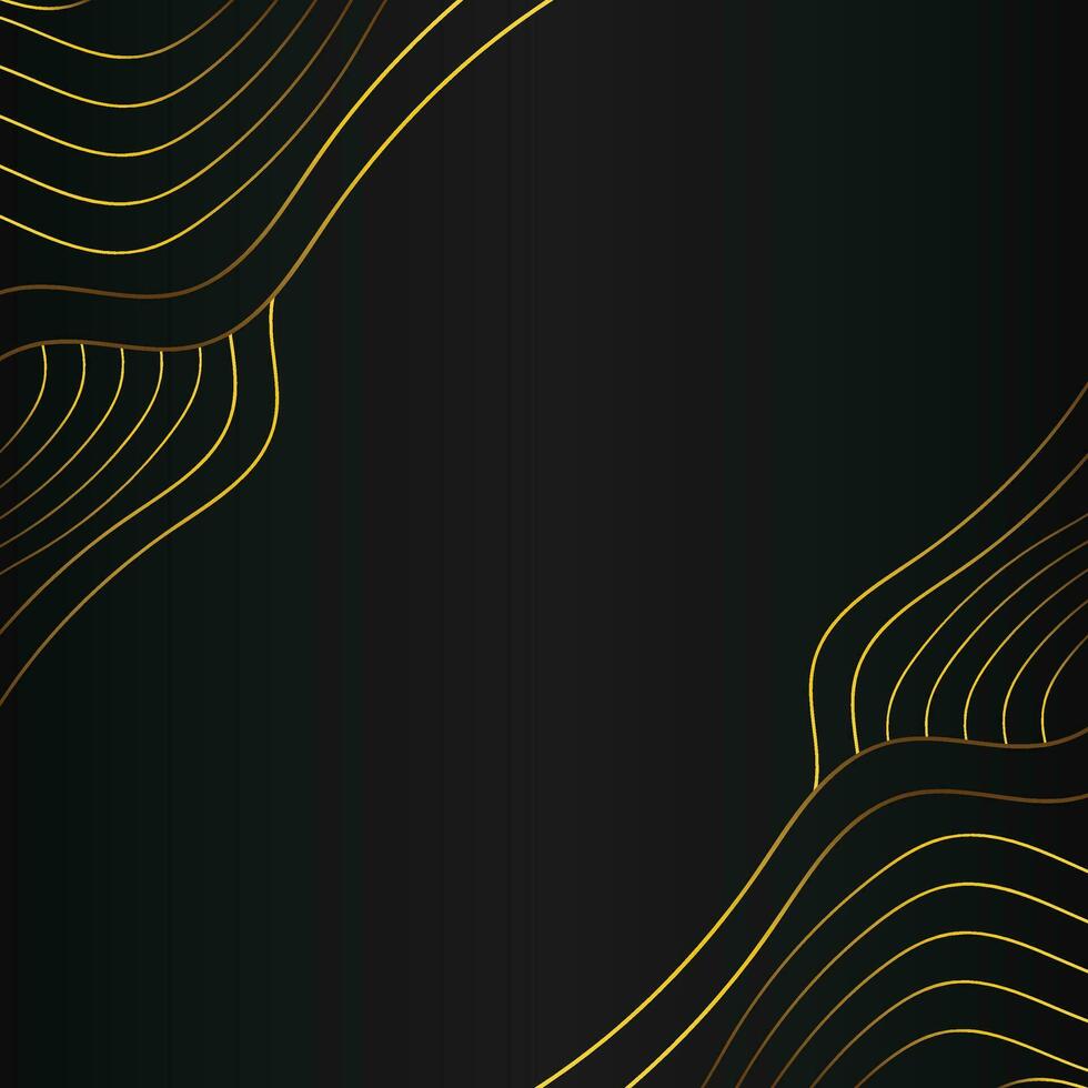 luxury abstract gold line frame decoration on black background vector