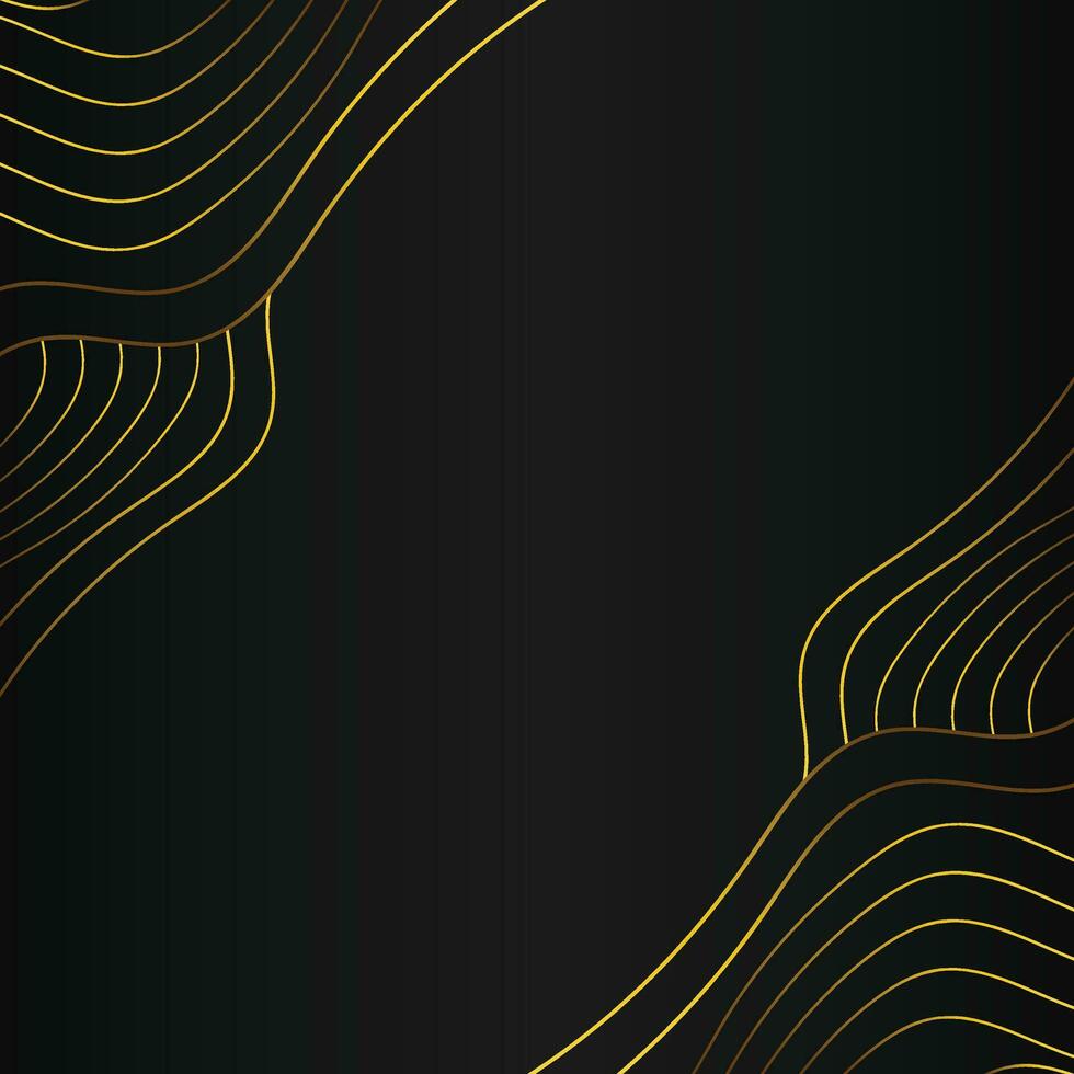 luxury abstract gold line frame decoration on black background vector