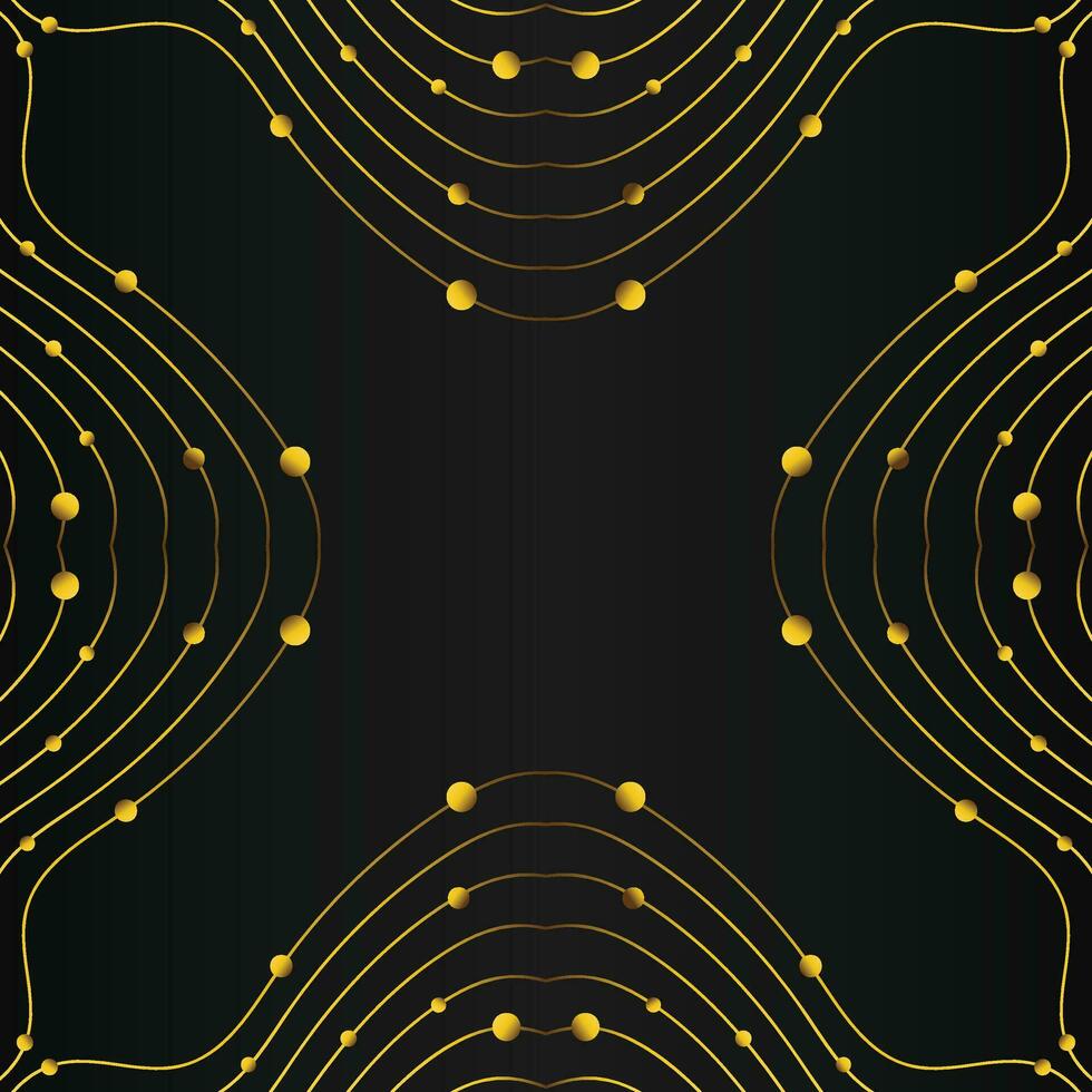 luxury abstract gold line frame decoration on black background vector