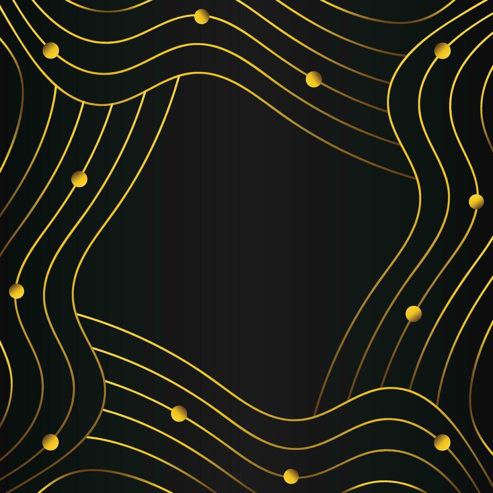 luxury abstract gold line frame decoration on black background vector