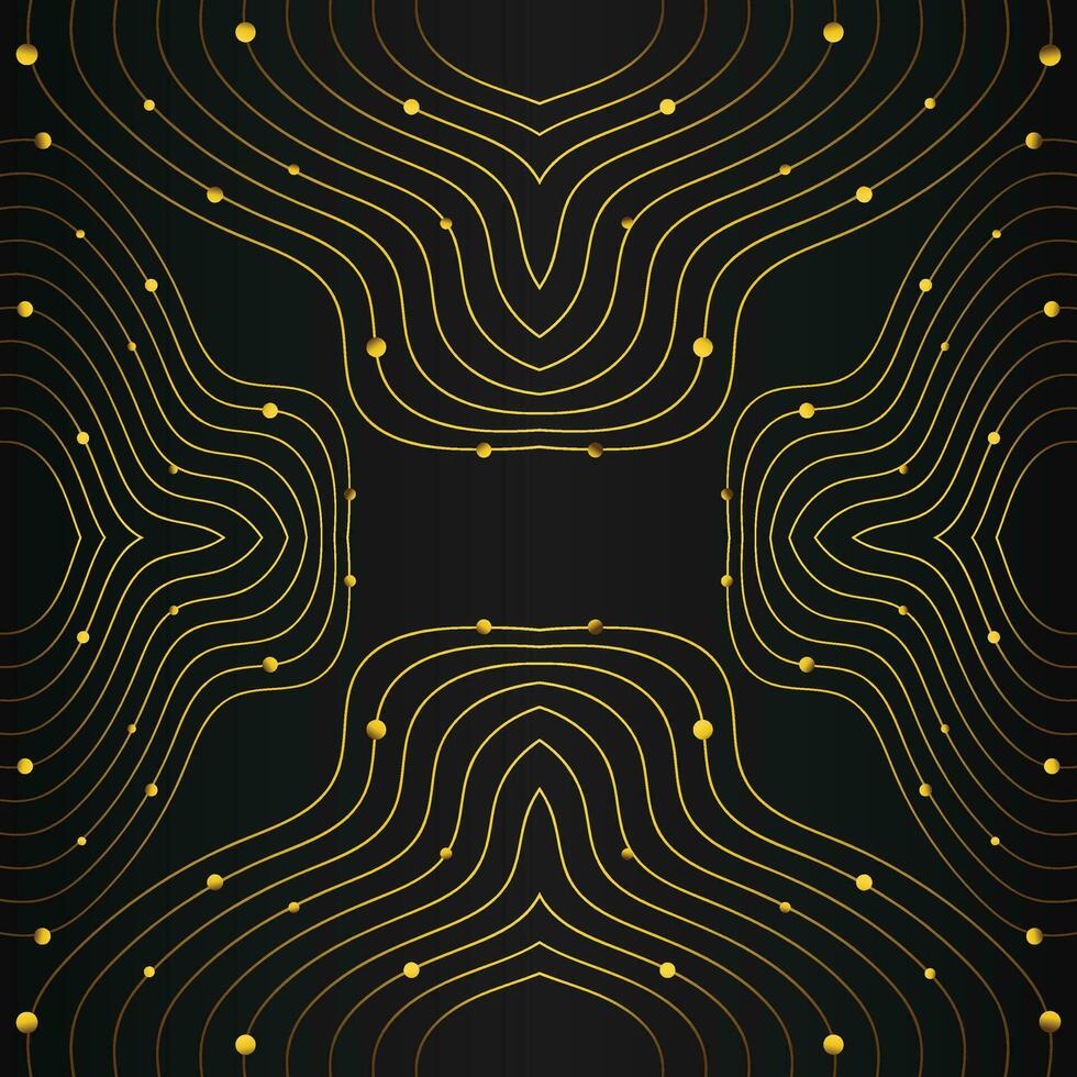 luxury abstract gold line frame decoration on black background vector