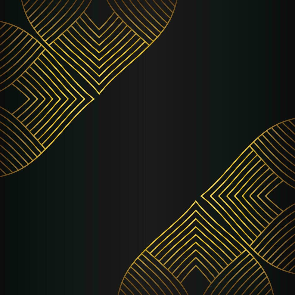 abstract gold line frame decoration on black background vector