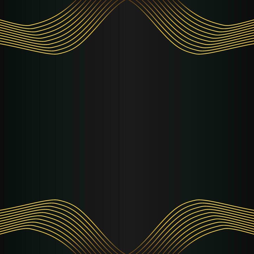 abstract gold line frame decoration on black background vector