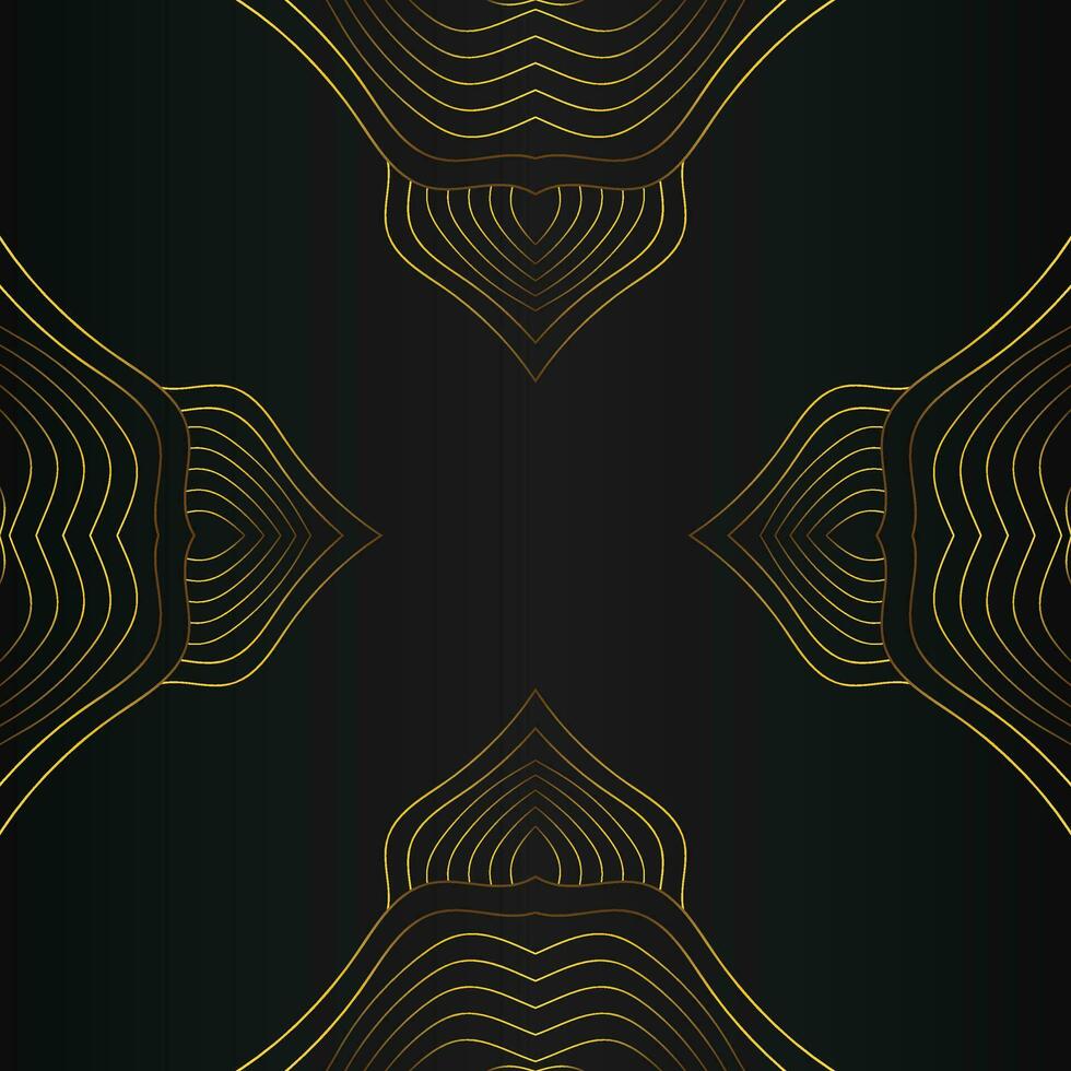 luxury abstract gold line frame decoration on black background vector