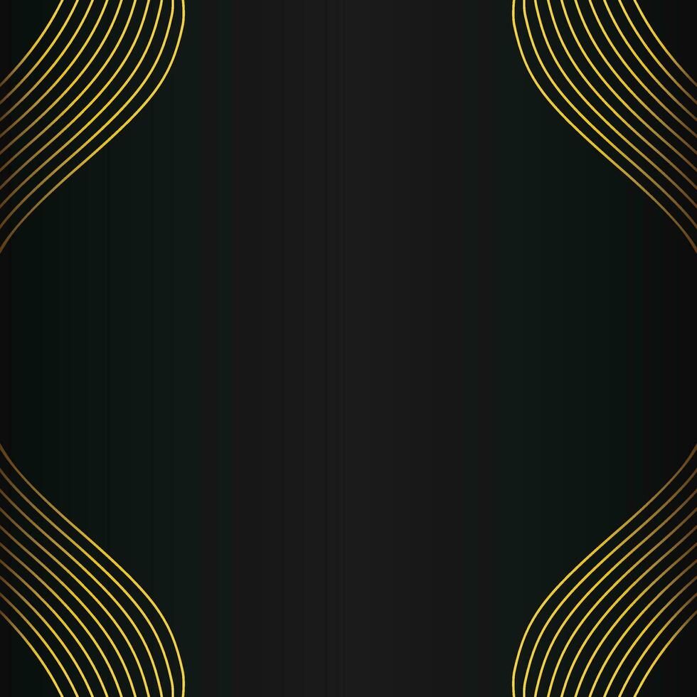 abstract gold line frame decoration on black background vector