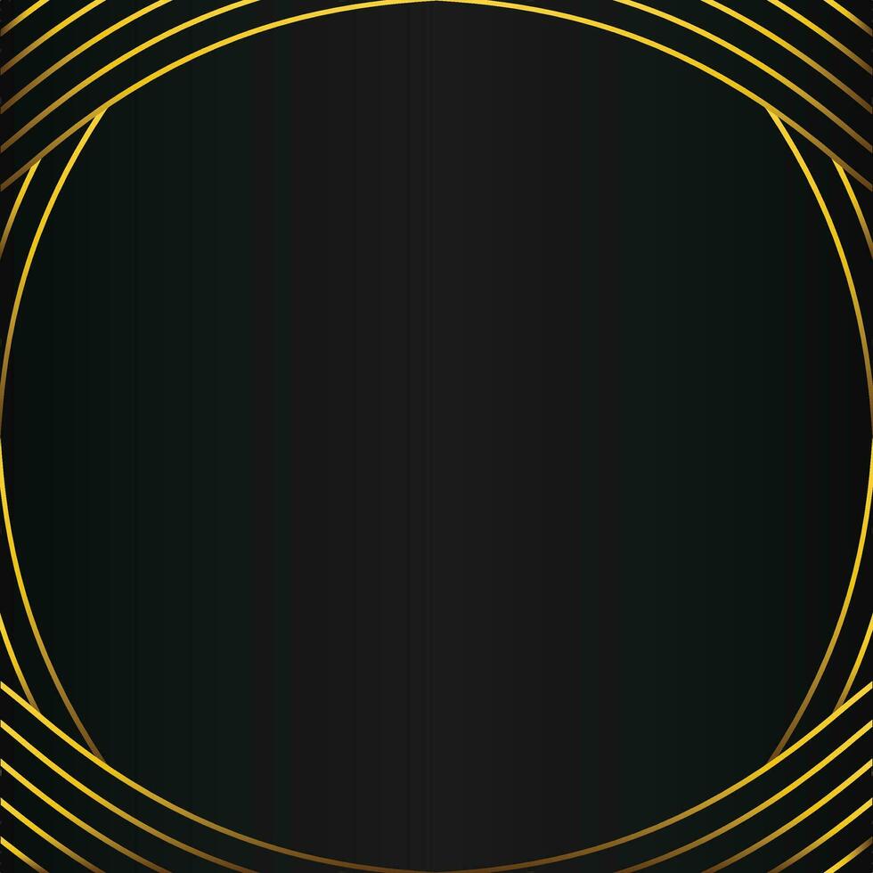 abstract gold line frame decoration on black background vector
