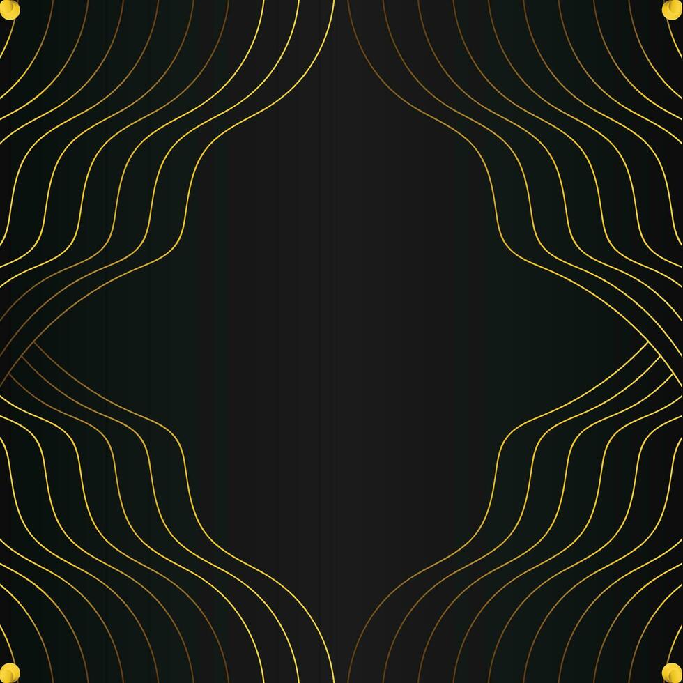 abstract gold line frame decoration on black background vector