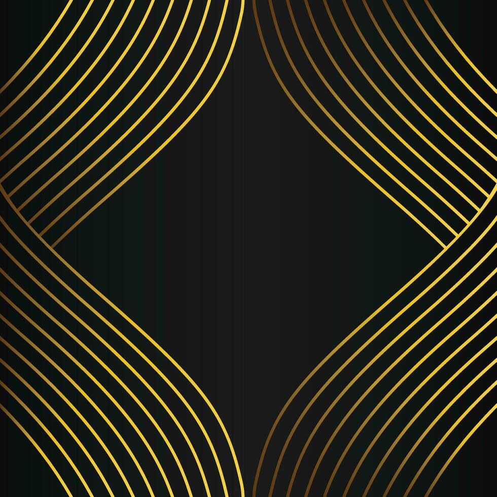 abstract gold line frame decoration on black background vector