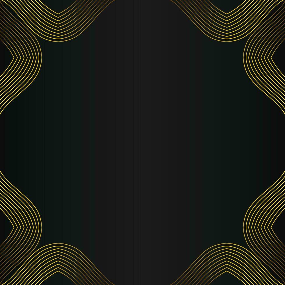 abstract gold line frame decoration on black background vector