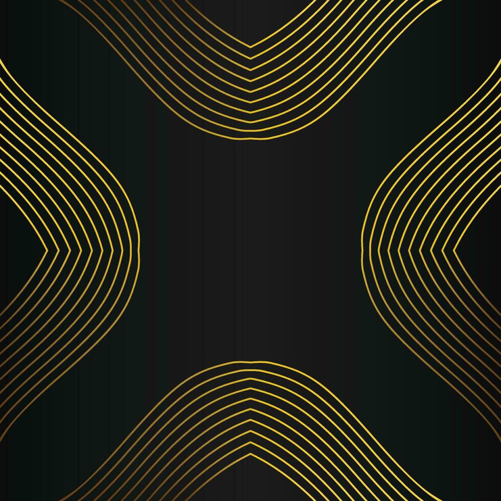 abstract gold line frame decoration on black background vector
