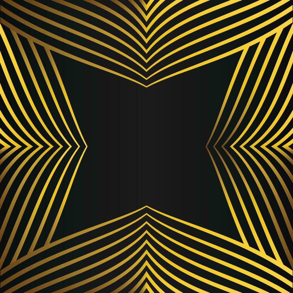 oro línea marco decoración en negro antecedentes vector