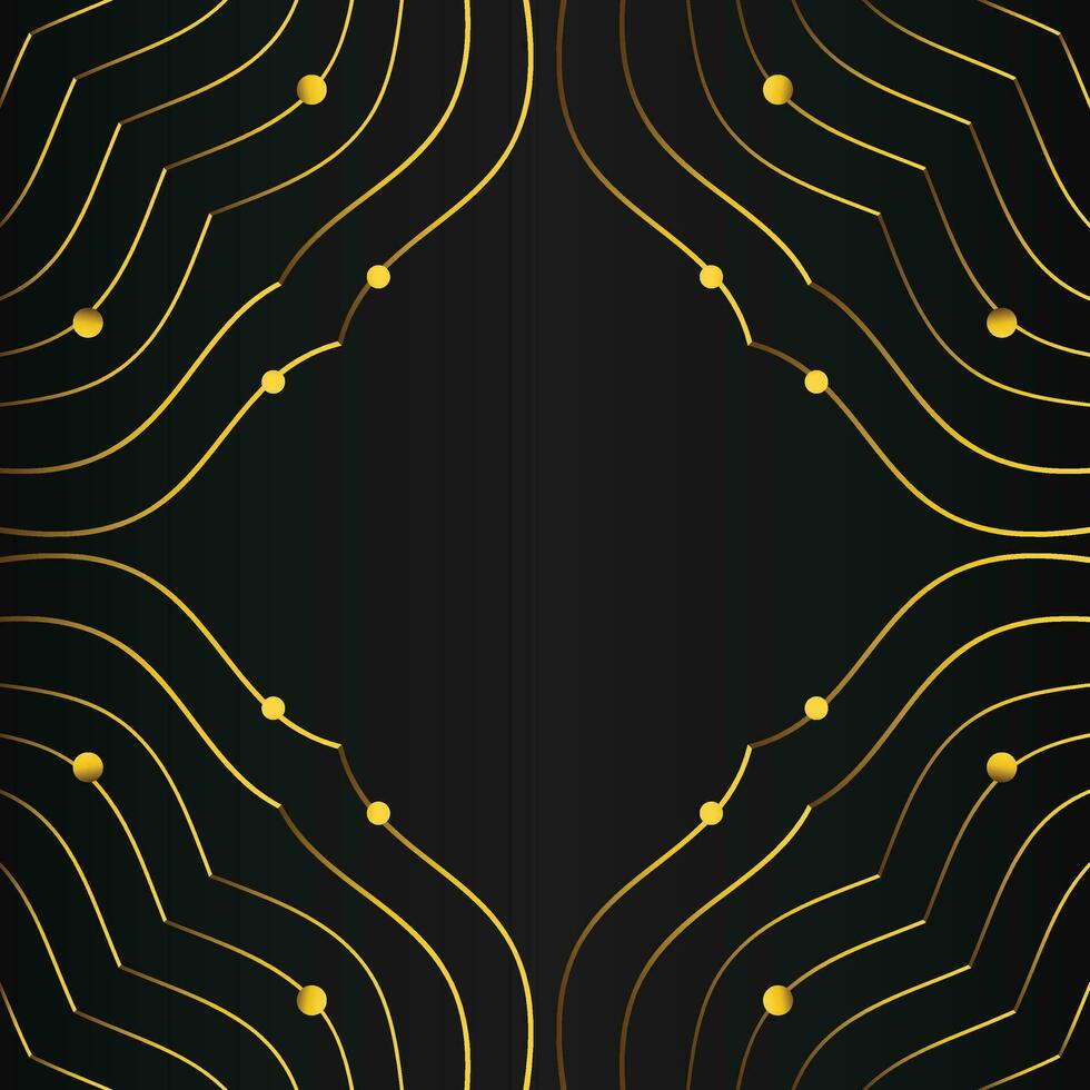 luxury abstract gold line frame decoration on black background vector