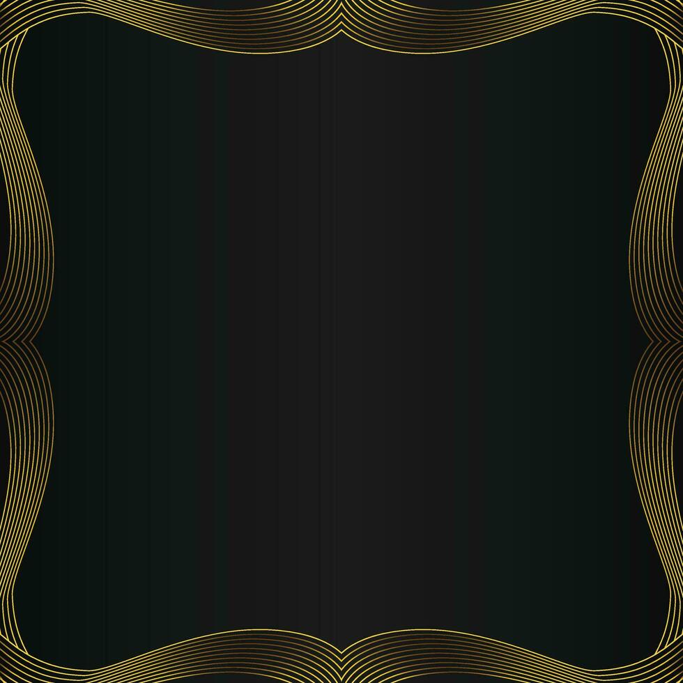 abstract gold line frame decoration on black background vector