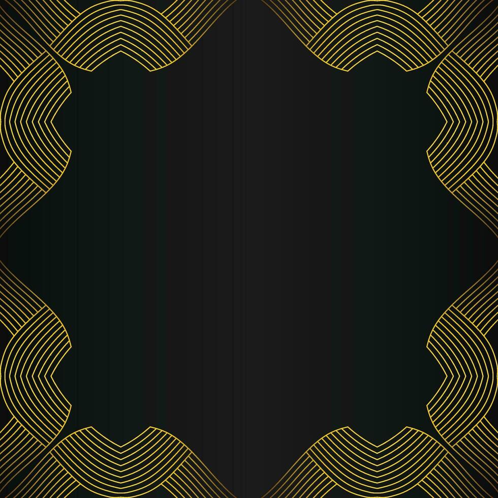 abstract gold line frame decoration on black background vector