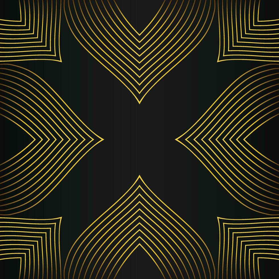 abstract gold line frame decoration on black background vector