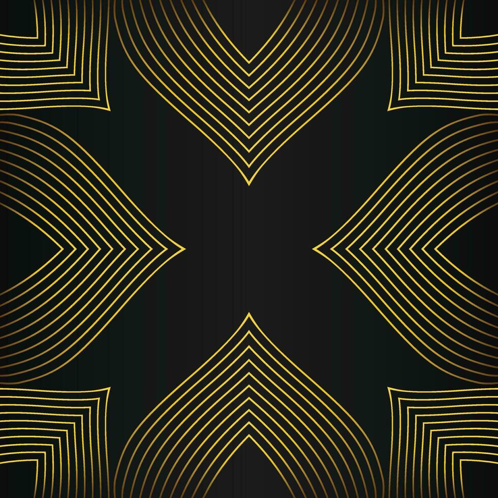 abstract gold line frame decoration on black background vector