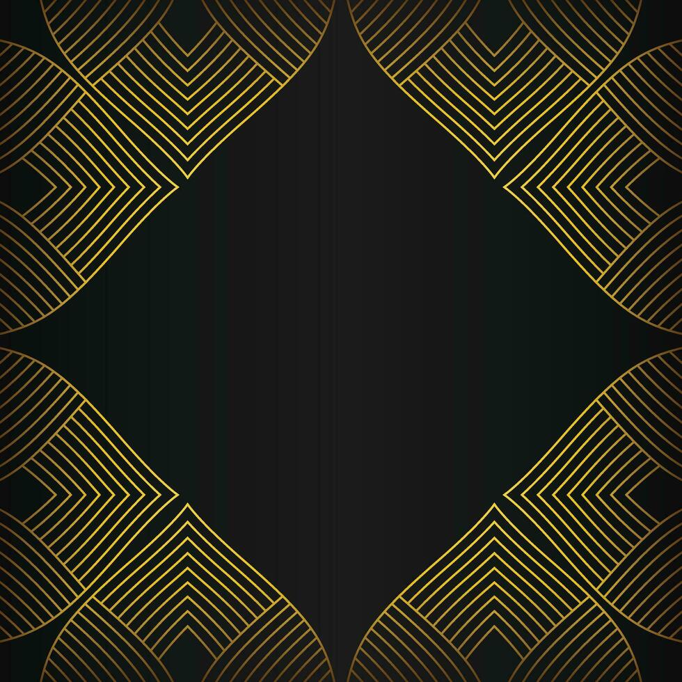 abstract gold line frame decoration on black background vector
