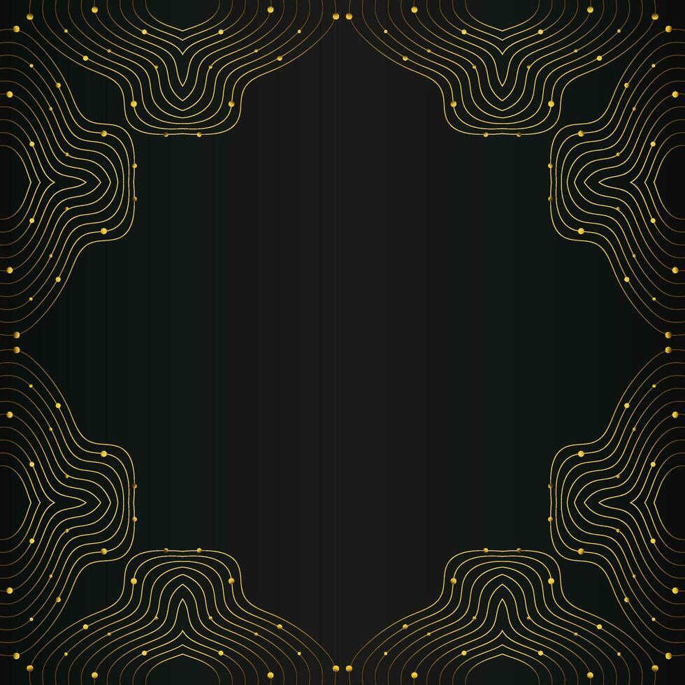 gold line frame decoration on black background vector