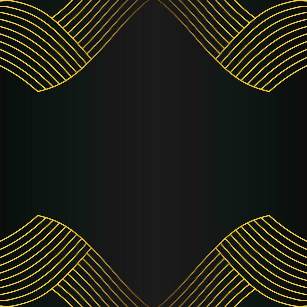 abstract gold line frame decoration on black background vector