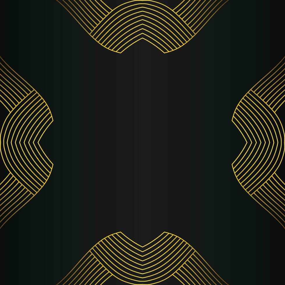 abstract gold line frame decoration on black background vector