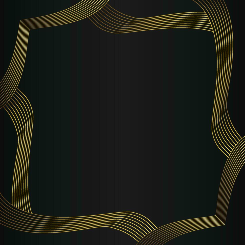 oro línea marco decoración en negro antecedentes vector