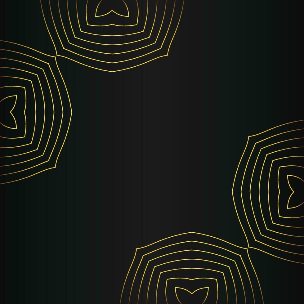 abstract gold line frame decoration on black background vector